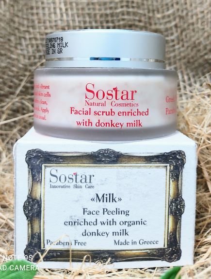 Увлажняющий скраб для лица и шеи с органическим молоком ослицы SOSTAR 60 мл